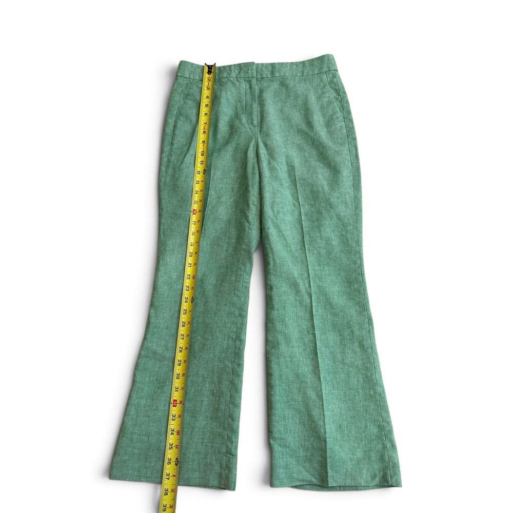 Preppy J. Crew Hayden Green Linen Blend Pant 10T Kickout Crop Coastal Resort - Picture 4 of 10